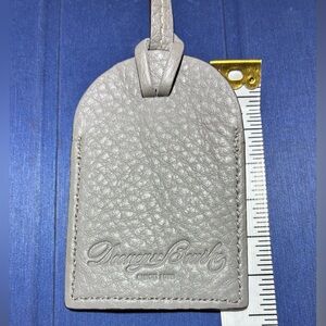 DOONEY & BOURKE PEBBLED LEATHER SHIELD ID TAG KEY FOB BAG CHARM KEYCHAIN